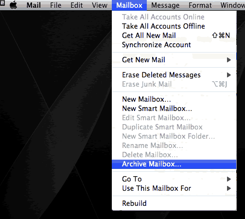 How to backup e-mail form Mail on Mac - Step 1 of 2