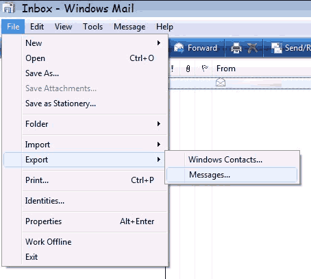 How to backup e-mail form Microsoft Mail on Vista - Step 1 of 6