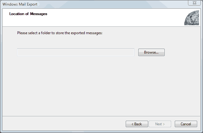 How to backup e-mail form Microsoft Mail on Vista - Step 3 of 6
