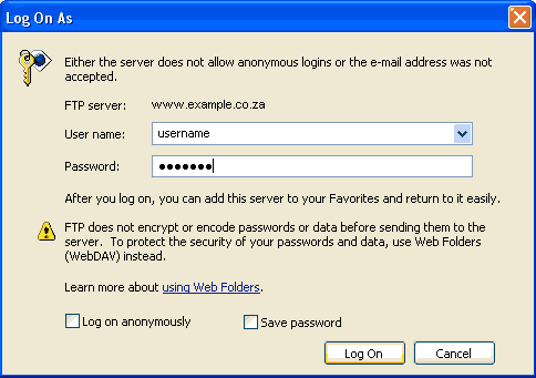 How to Windows Explorer to upload files to your site - Step 3 of 6
