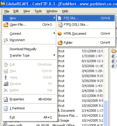 How to use Cute FTP to upload files to your site - Step 1 of 4