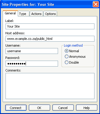 How to use Cute FTP to upload files to your site - Step 2 of 4