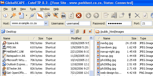 How to use Cute FTP to upload files to your site - Step 4 of 4