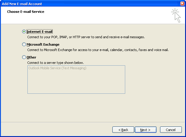 Set up an e-mail account on Microsoft Outlook 2007 - Step 5 of 9