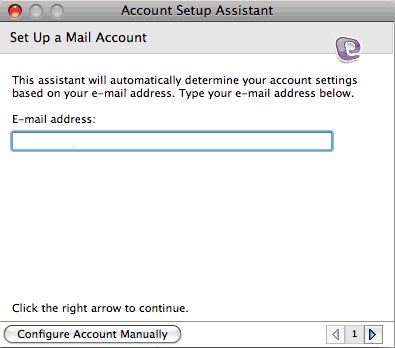 Set up an e-mail account on Entourage Mac - Step 3 of 6