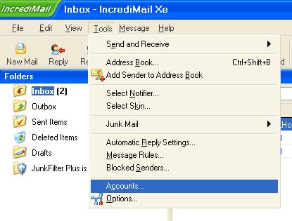 Set up an e-mail account on IncrediMail - Step 1 of 10