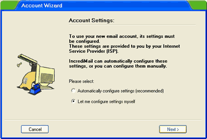 Set up an e-mail account on IncrediMail - Step 3 of 10