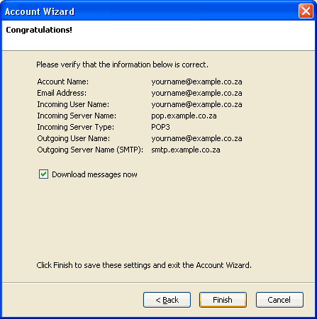 Set up an e-mail account on Mozilla Thunderbird - Step 7 of 10