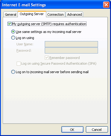 Set up an e-mail account on Microsoft Outlook 2002/3 - Step 5 of 7