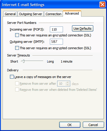 Set up an e-mail account on Microsoft Outlook 2002/3 - Step 6 of 7