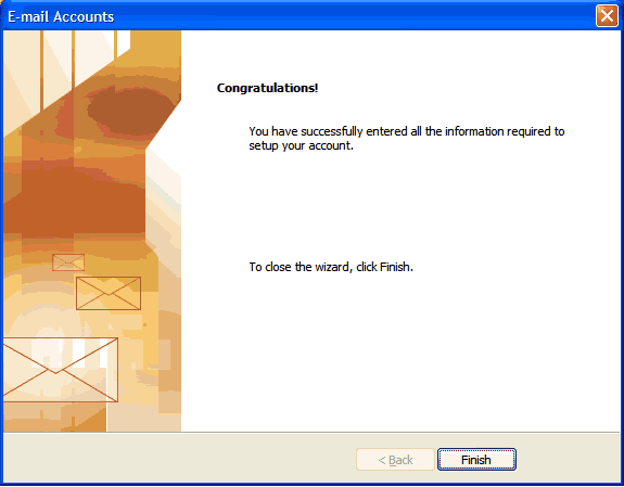 Set up an e-mail account on Microsoft Outlook 2002/3 - Step 7 of 7
