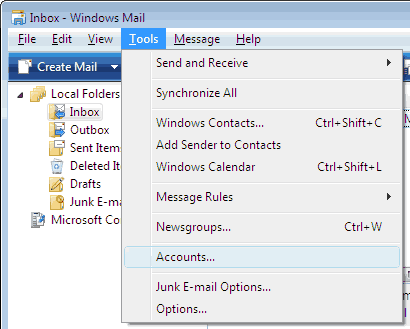 Set up an e-mail account on Windows Mail - Step 1 of 10