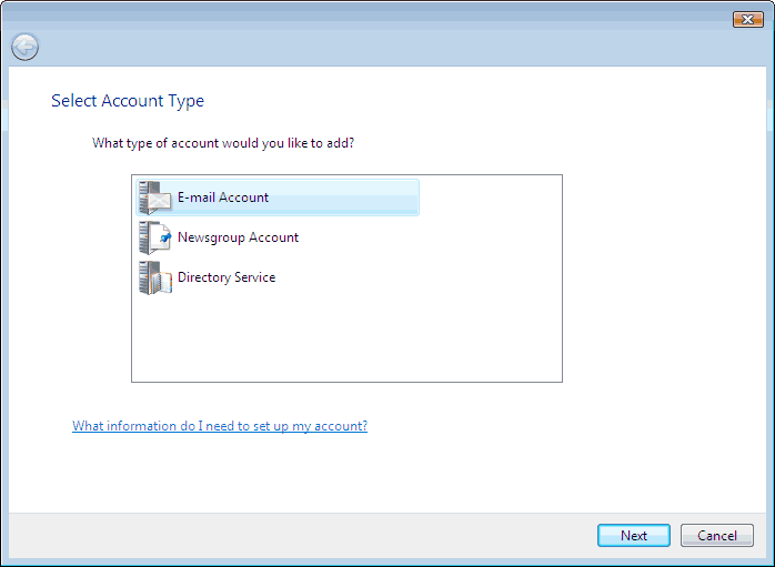 Set up an e-mail account on Windows Mail - Step 3 of 10